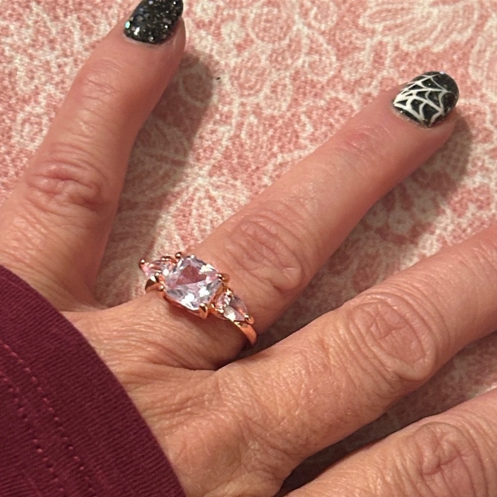 Rose Gold Plate Rhinestone Ring